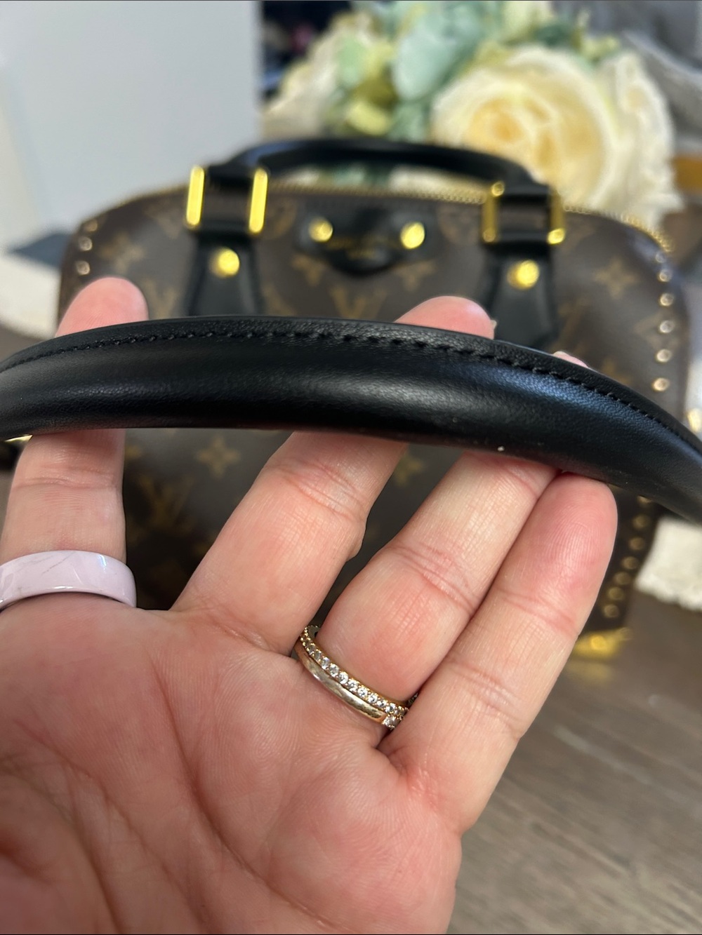Brown Monogram Satchel with Black Trim - Picture 13 of 14